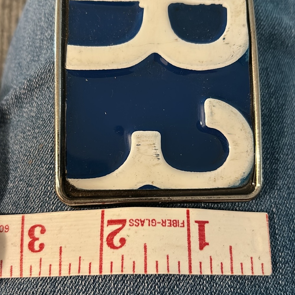 License plate belt buckle NEW artisan made blue white buckle R3 one of a kind - Picture 8 of 10